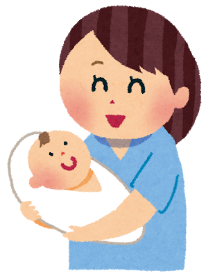 赤ちゃんを抱いている女性のイラスト