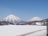雪が積もった羊蹄山の写真